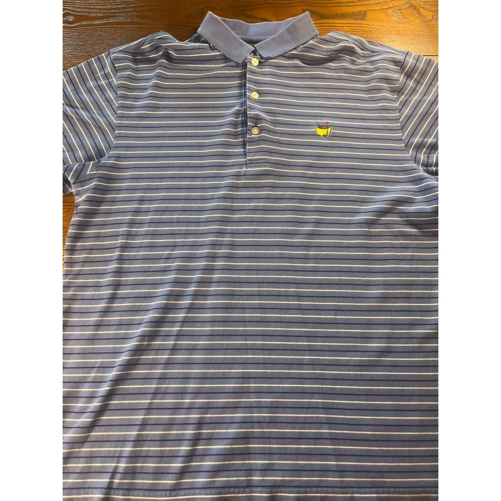 Masters Collection Polo Shirt Men's M Blue Striped Golf Two-Ply 100% Pima Y2K